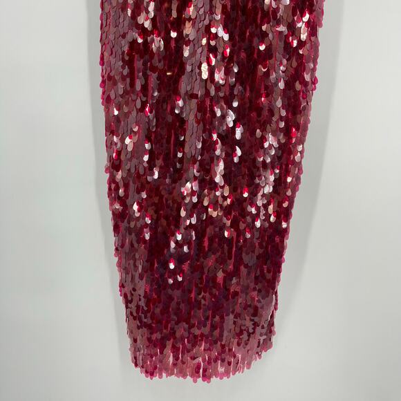 NBD | Ruby Red Sequin Paillettes Maxi Slip Dress S - Picture 7 of 16